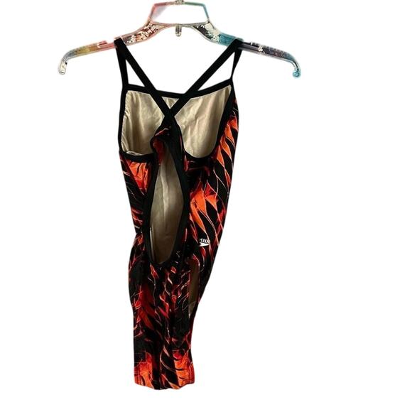 Speedo One Piece Swimsuit Style 719854 Black Orange Size 32/8 - Picture 5 of 7